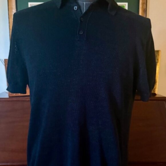 Iris Von Arnim UOMO Authentic Black Polo 100% Linen Mens Size Medium - Picture 8 of 12